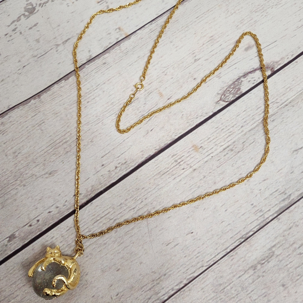 Gold Cat Pendant Necklace - Elegant Gold Tone Women’s Jewelry